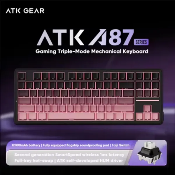 Ігрова клавіатура ATK A87 Pro Wireless Mechanical Gaming TKL (Blackberry) (ATK A87 Pro blackberry)