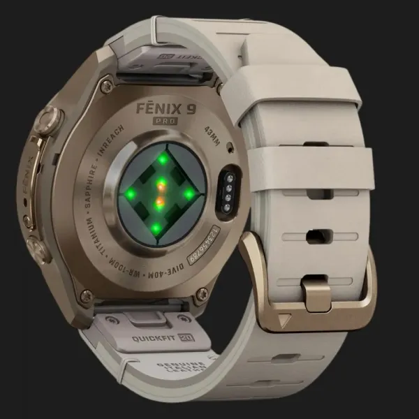 Garmin Fenix 9 Pro 43mm LTE AMOLED Sapphire Autumn Gold Titanium with Bone Leather Band