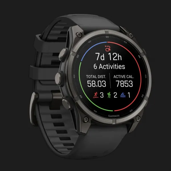 Garmin Fenix 9 47mm AMOLED Sapphire Carbon Gray DLC Titanium with Black Silicone Band