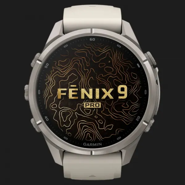 Garmin Fenix 9 Pro 43mm LTE AMOLED Sapphire Titanium with Fog Gray/Dark Sandstone Silicone Band