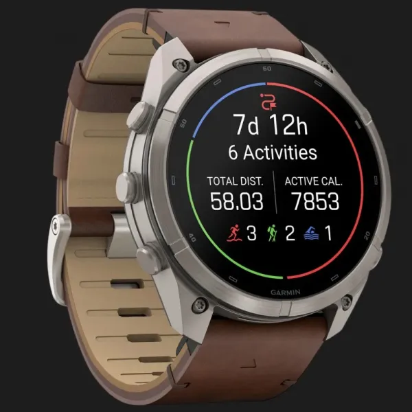 Garmin Fenix 9 Pro 51mm LTE AMOLED Sapphire Titanium with Walnut Leather Band