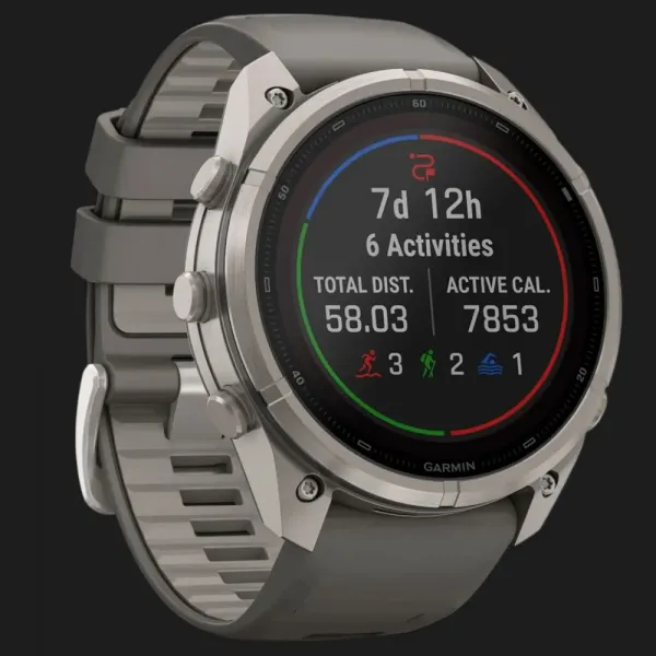 Garmin Fenix 9 Pro 51mm Sapphire Solar Titanium with Pebble Gray/Silver Gray Silicone Band