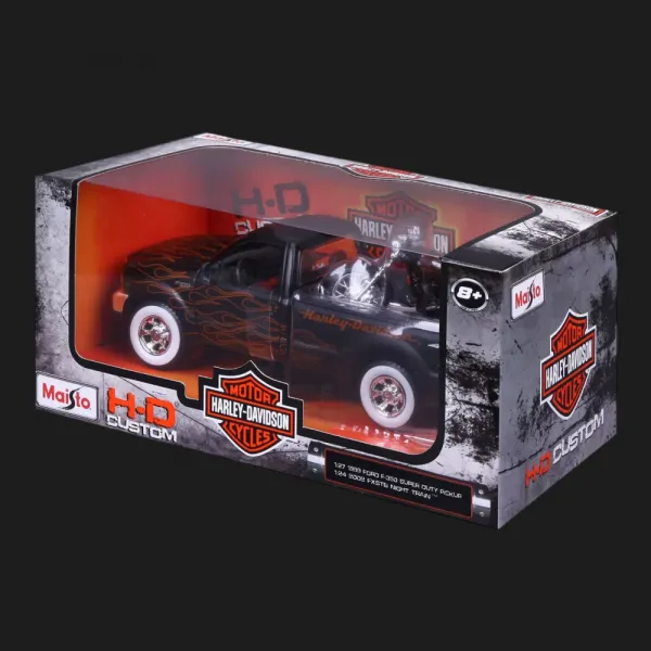 Набір Maisto Harley-Davidson: машинка (1:27) 1999 Ford F-350 Super Duty Pickup, мотоцикл (1:24) (32181)