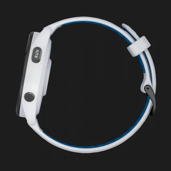 Garmin Forerunner 265 Black Bezel with Whitestone Case and Whitestone/Tidal Blue Silicone Band