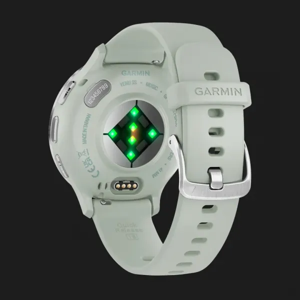 Garmin Venu 3S Silver Stainless Steel Bezel with Sage Gray Case and Silicone Band