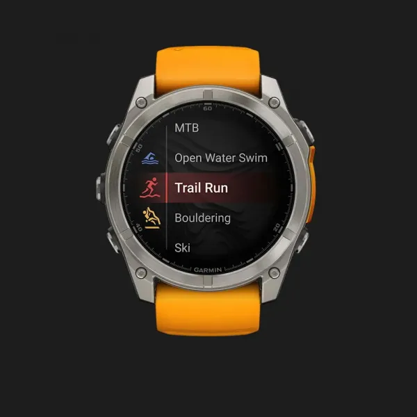 Garmin Fenix 8 51mm AMOLED Sapphire Titanium with Spark Orange/Graphite Silicone Band (010-02905-10/11)