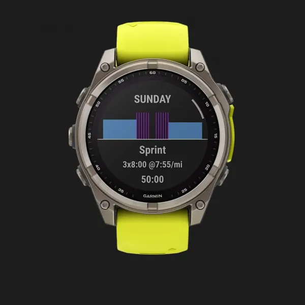 Garmin Fenix 8 51mm Solar Sapphire Titanium with Amp Yellow/Graphite Silicone Band